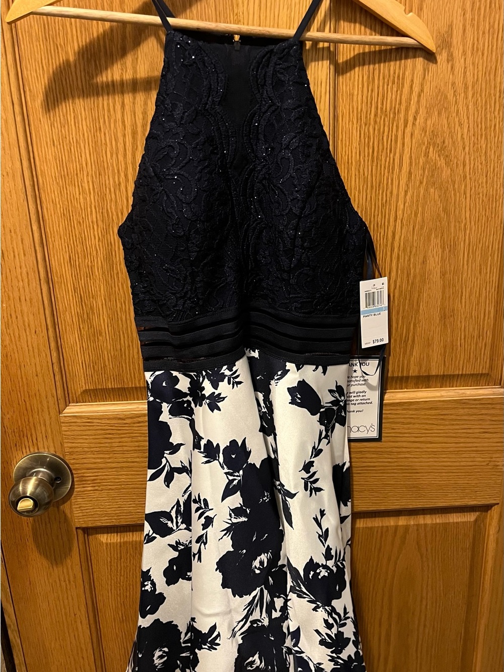 City Studio Navy and White Floral Halter Dress